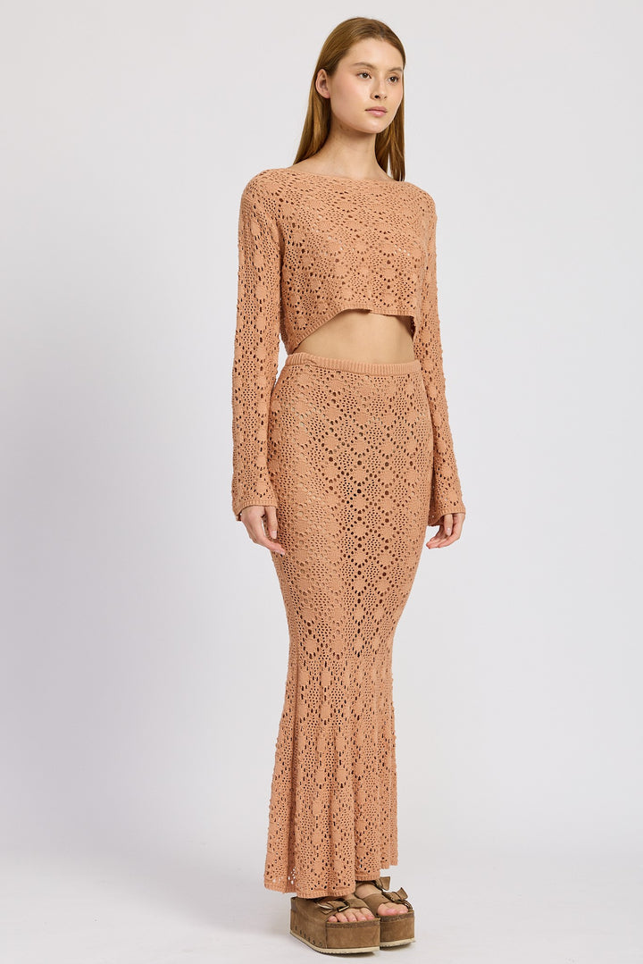 Salmon Mermaid Maxi Crochet Skirt