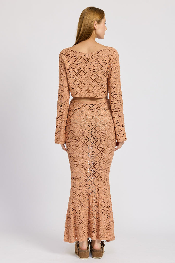 Salmon Mermaid Maxi Crochet Skirt