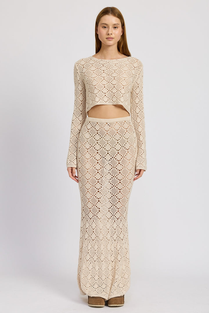 Salmon Mermaid Maxi Crochet Skirt