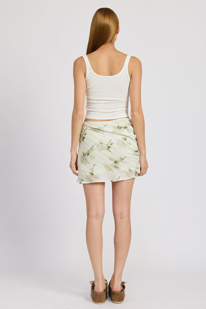 Floral Pencil Skirt With Side Slit