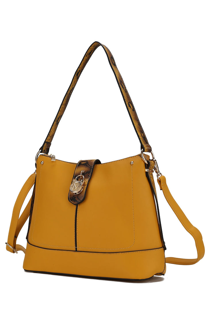 Navy Mkf Collection Snake Vegan Leather Shoulder Bag