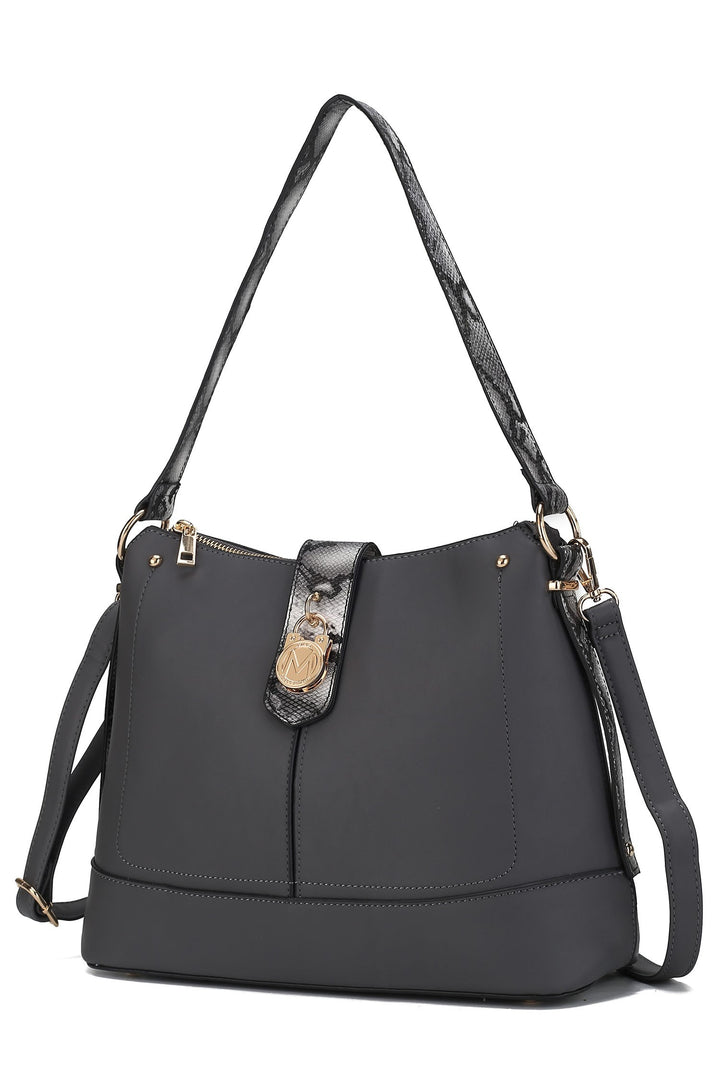 Cognac Mkf Collection Snake Vegan Leather Shoulder Bag