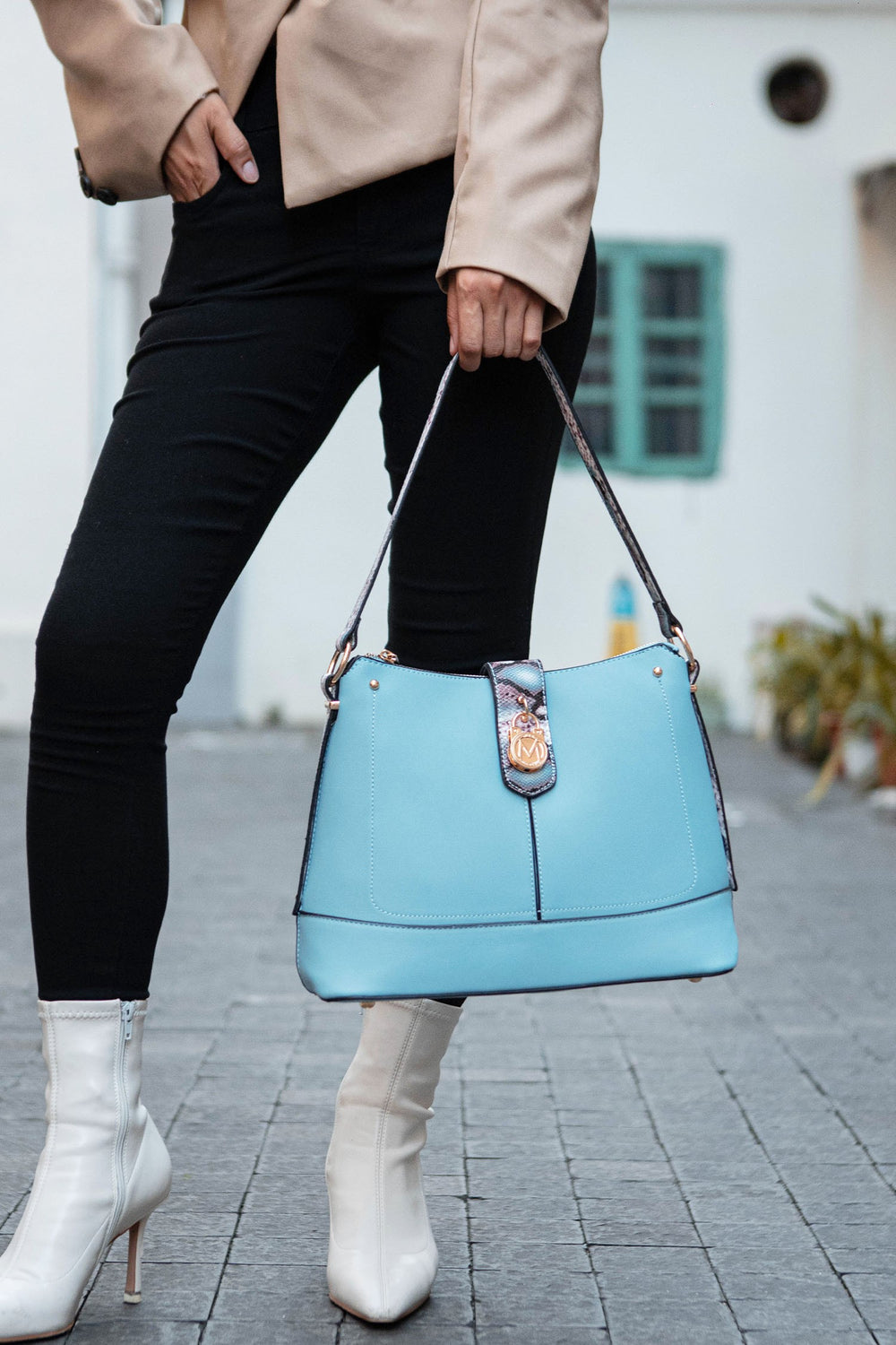 Black Mkf Collection Snake Vegan Leather Shoulder Bag