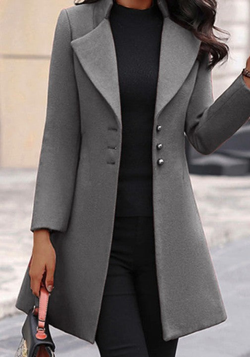 Grey Long Blazer Coat