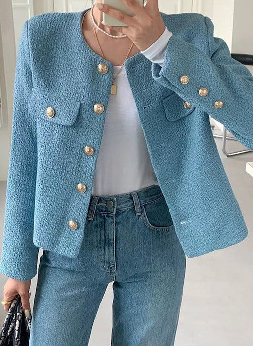 Light Blue Button Up Jacket