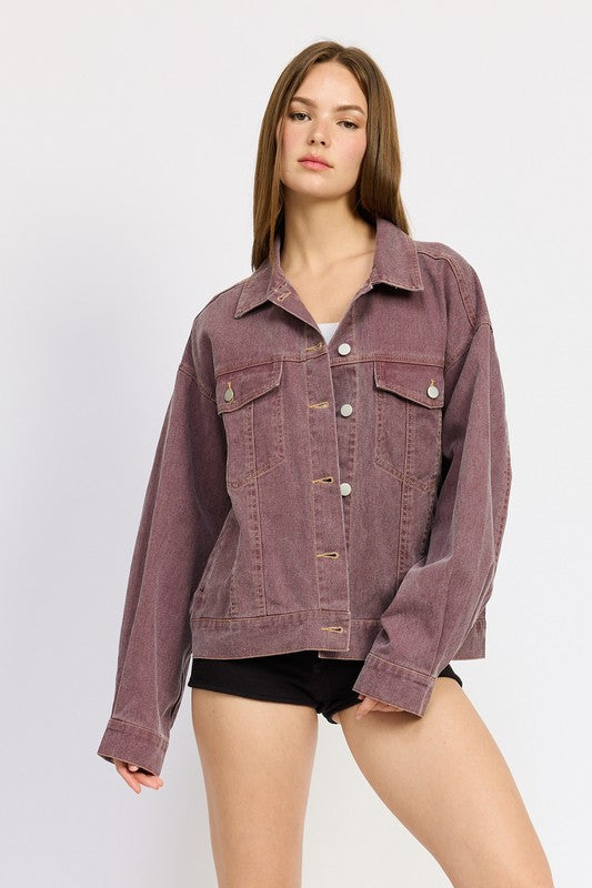 Berry Oversized Denim Shirt Jacket