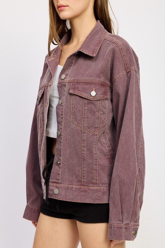 Berry Oversized Denim Shirt Jacket