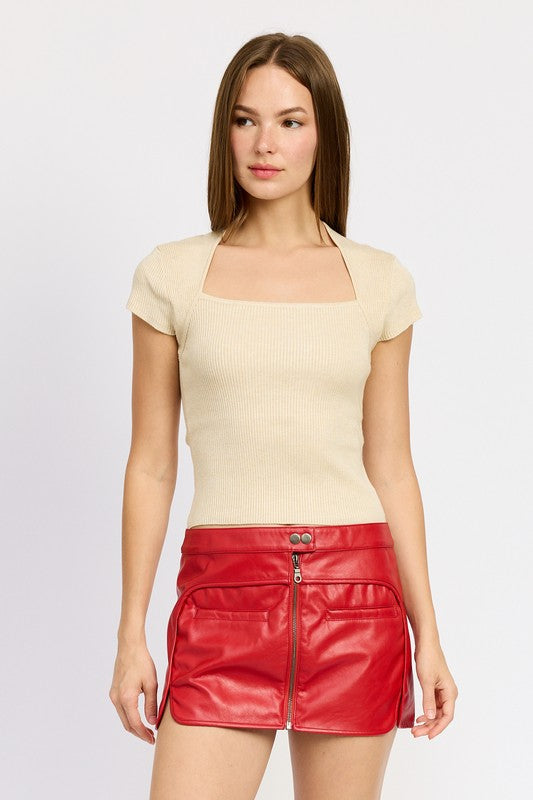 IVORY Square Neckline Top