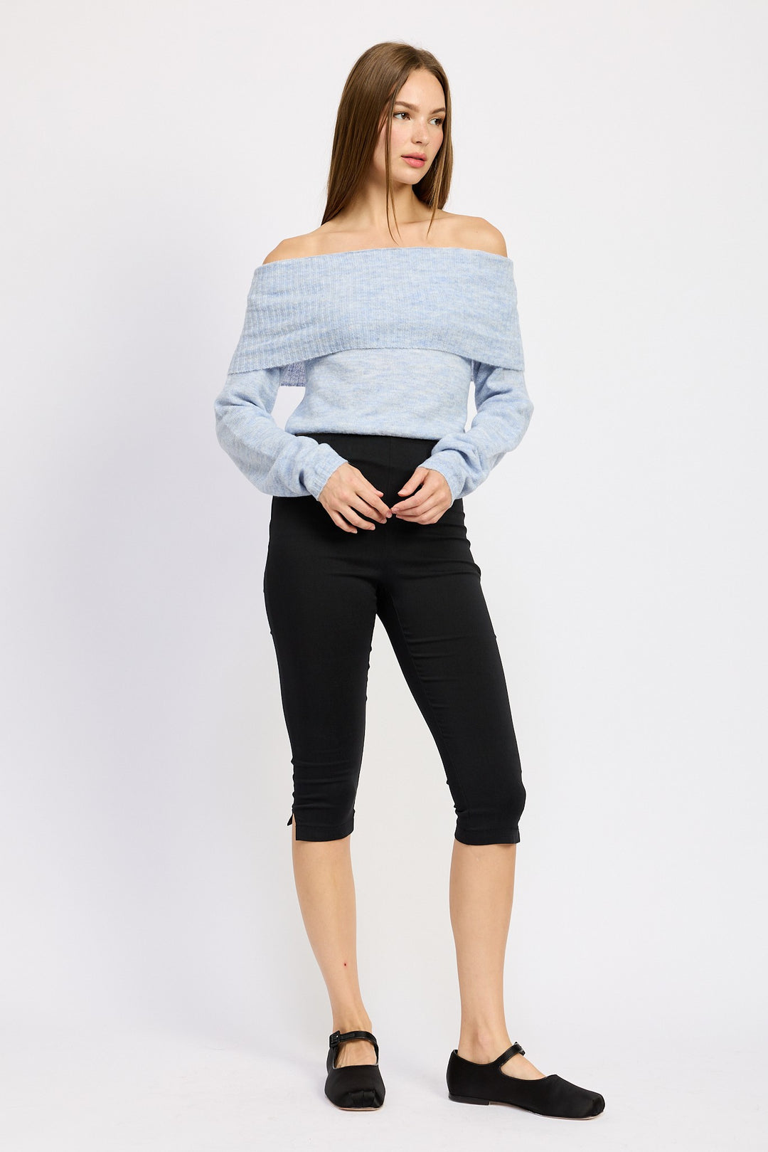 Off Shoulder Fold Over Top