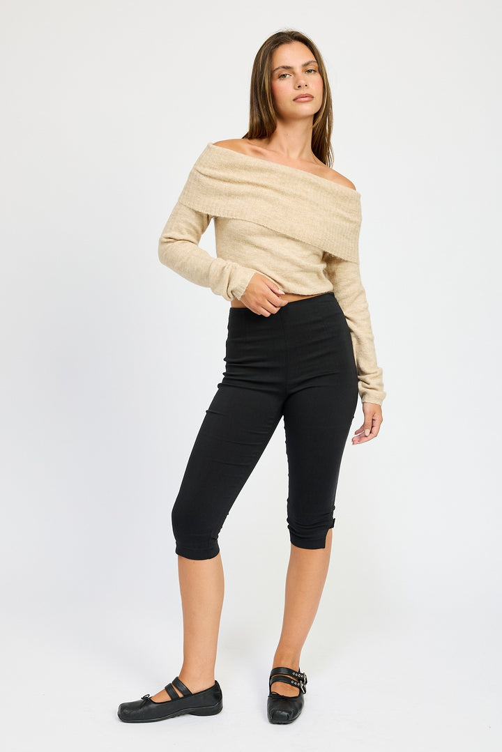 Lt Blue Off Shoulder Fold Over Top