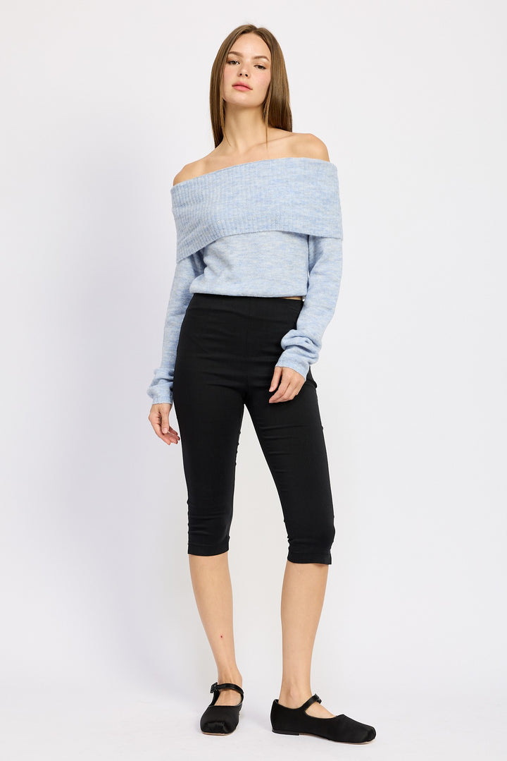 Off Shoulder Fold Over Top