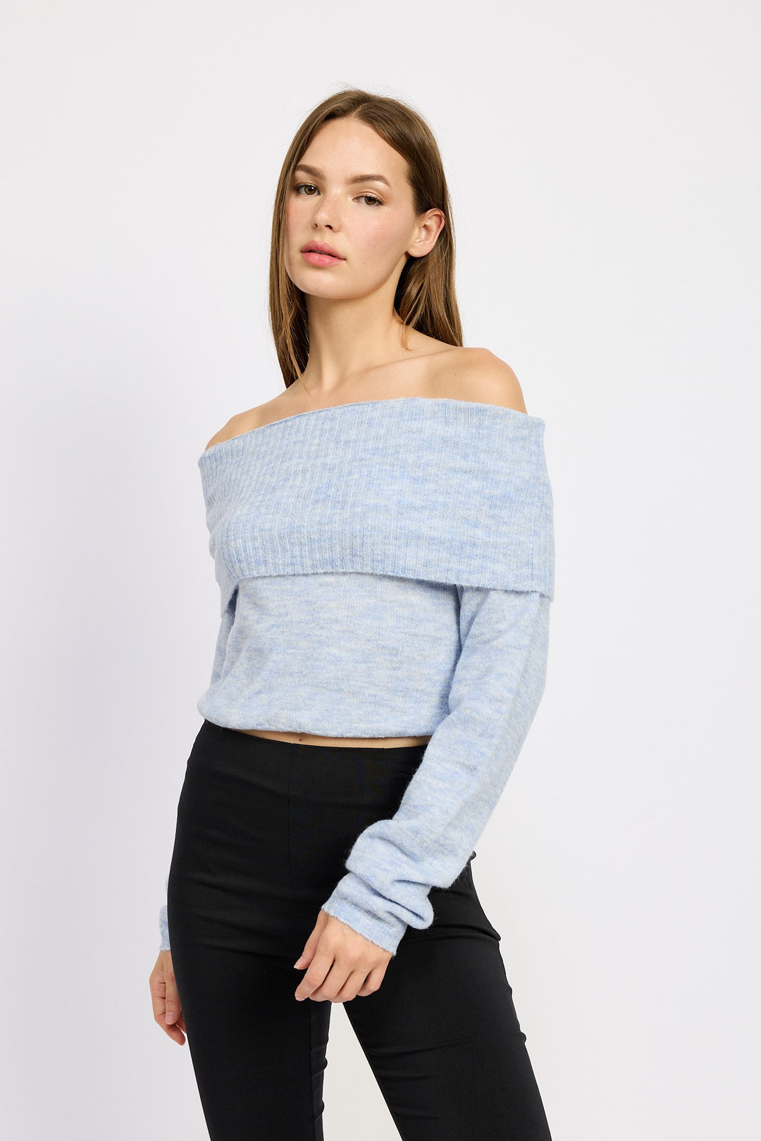 Off Shoulder Fold Over Top