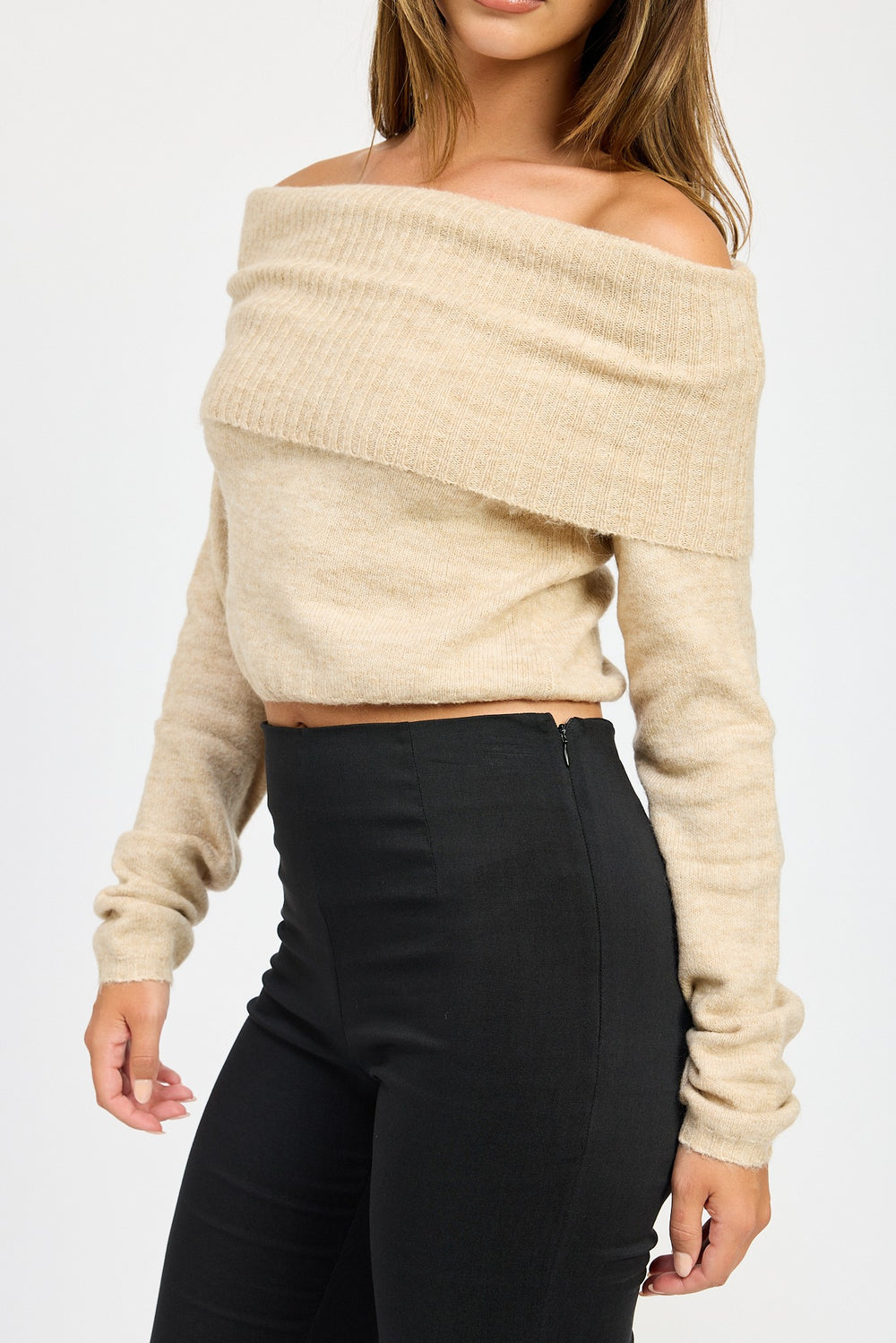 Lt Blue Off Shoulder Fold Over Top