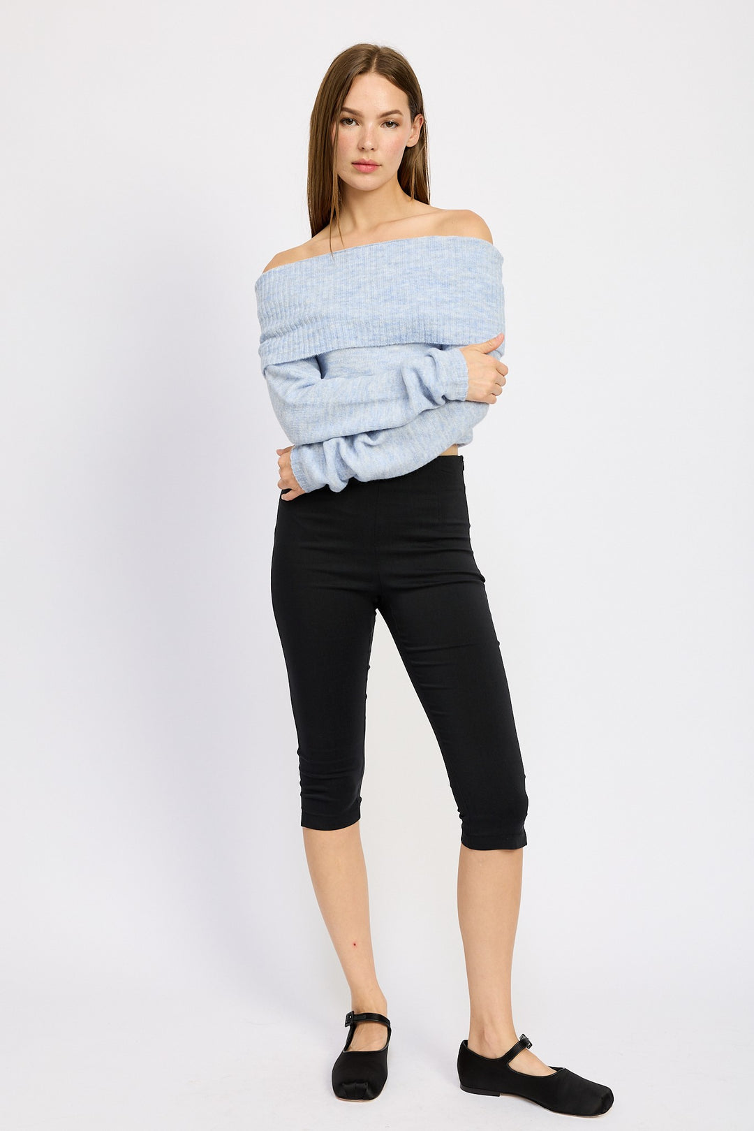 Off Shoulder Fold Over Top