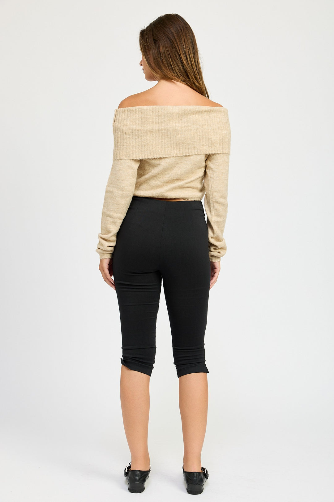 Natural Off Shoulder Fold Over Top