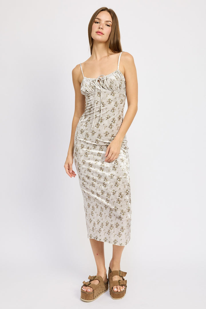 Printed Spaghetti Strap Midi Dress
