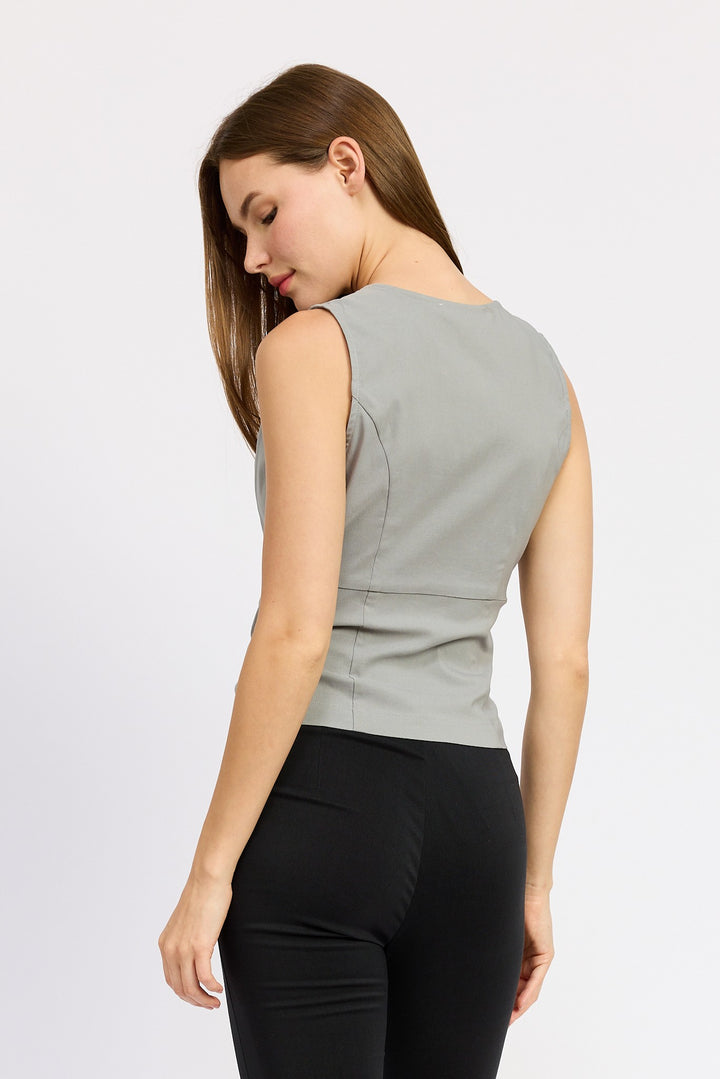 Sleeveless Top With Front Cutout