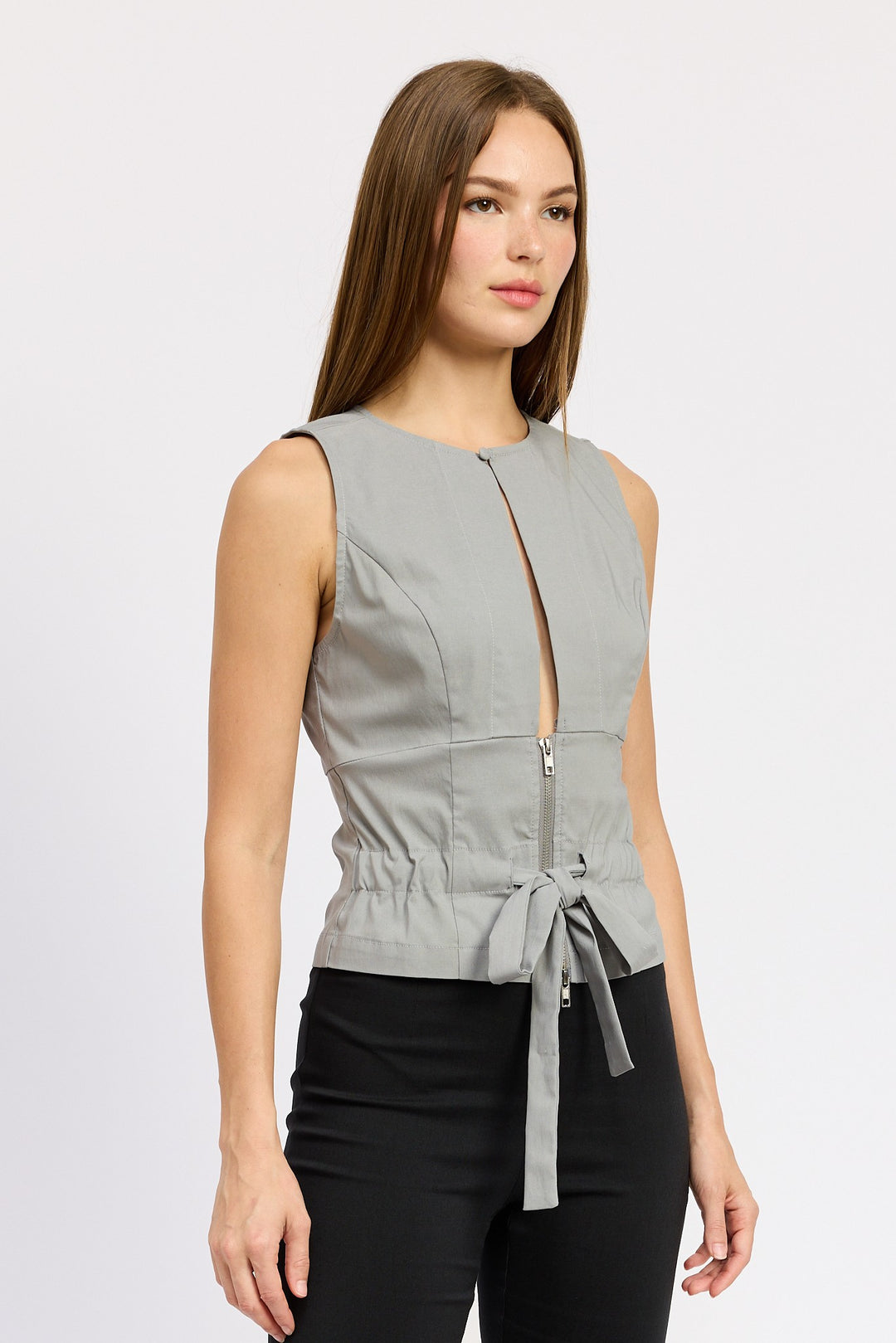 Sleeveless Top With Front Cutout