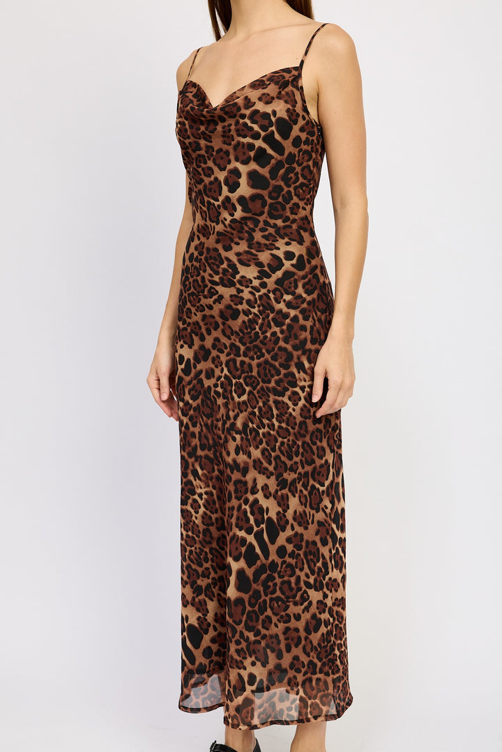 Leopard Spaghetti Strap Maxi Dress