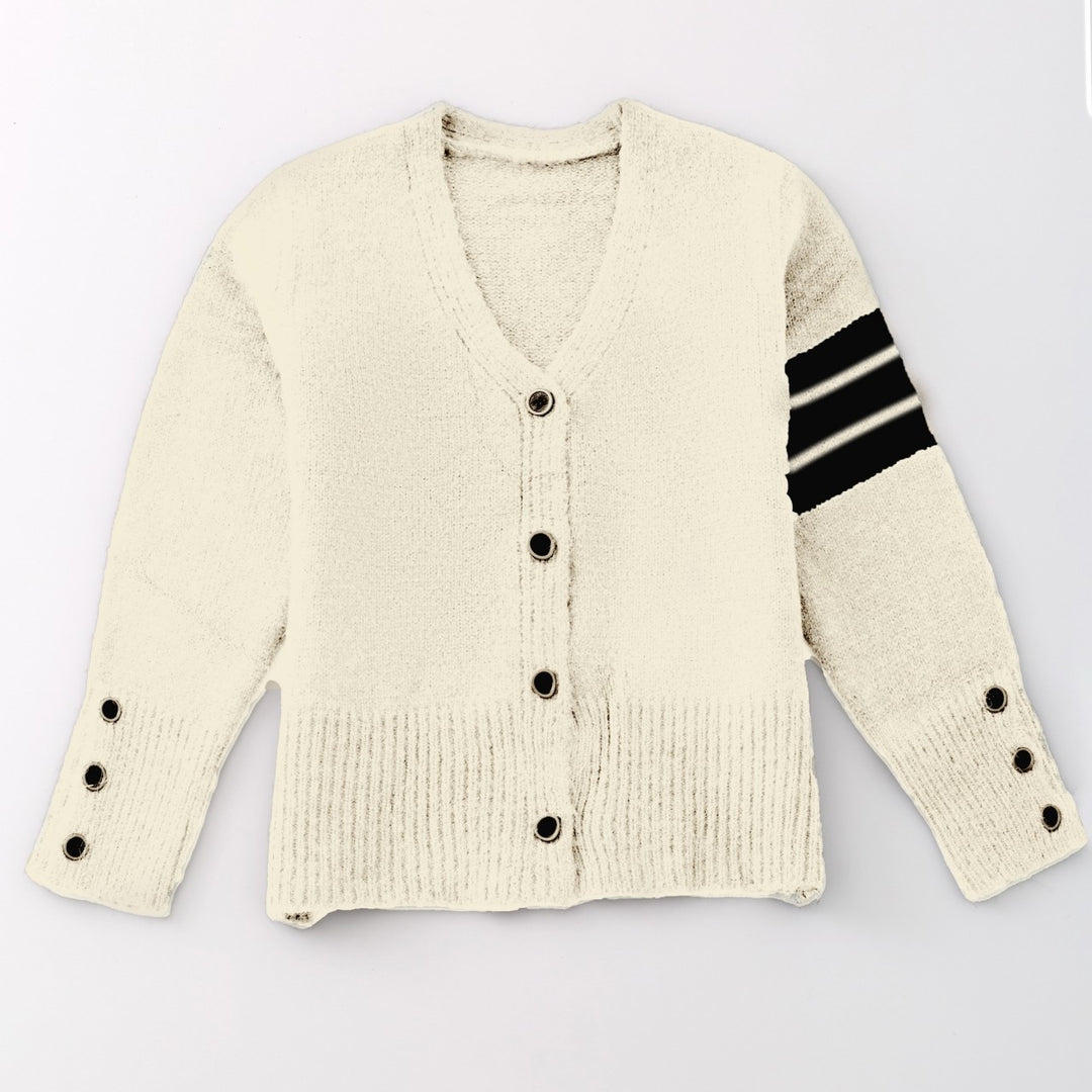 Cream Knit Button Front Cardigan