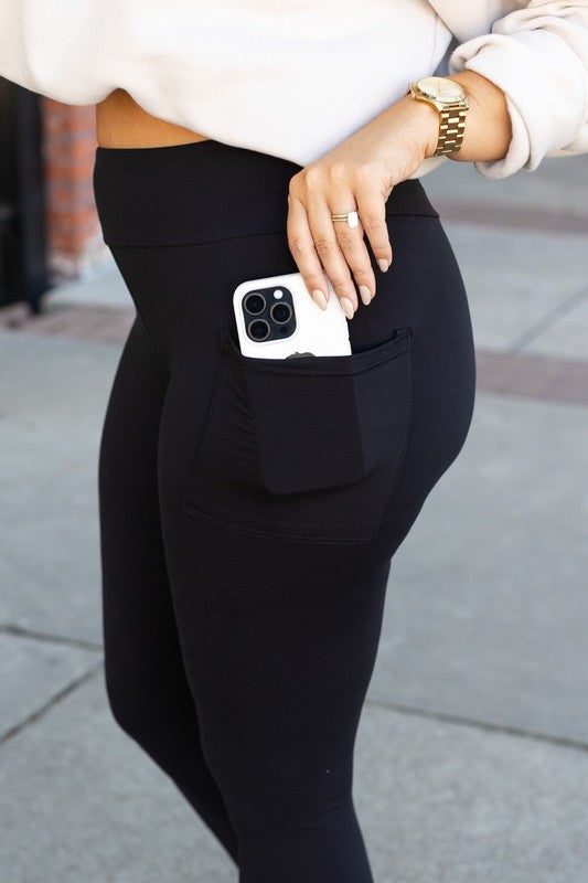 Black Full Length Leggings With Pockets 2