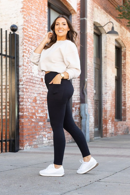 Black Full Length Leggings With Pockets 2