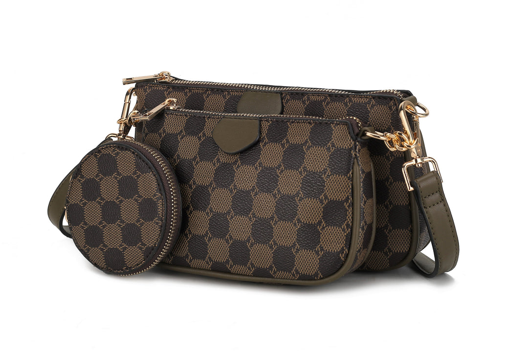 Tan Mkf Evanna Womens 3 Pcs Crossbody Bag By Mia K