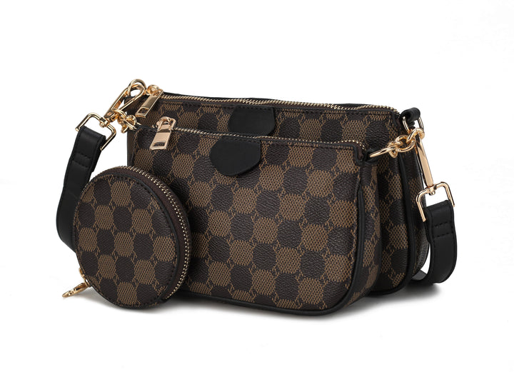 Brown Mkf Evanna Womens 3 Pcs Crossbody Bag By Mia K