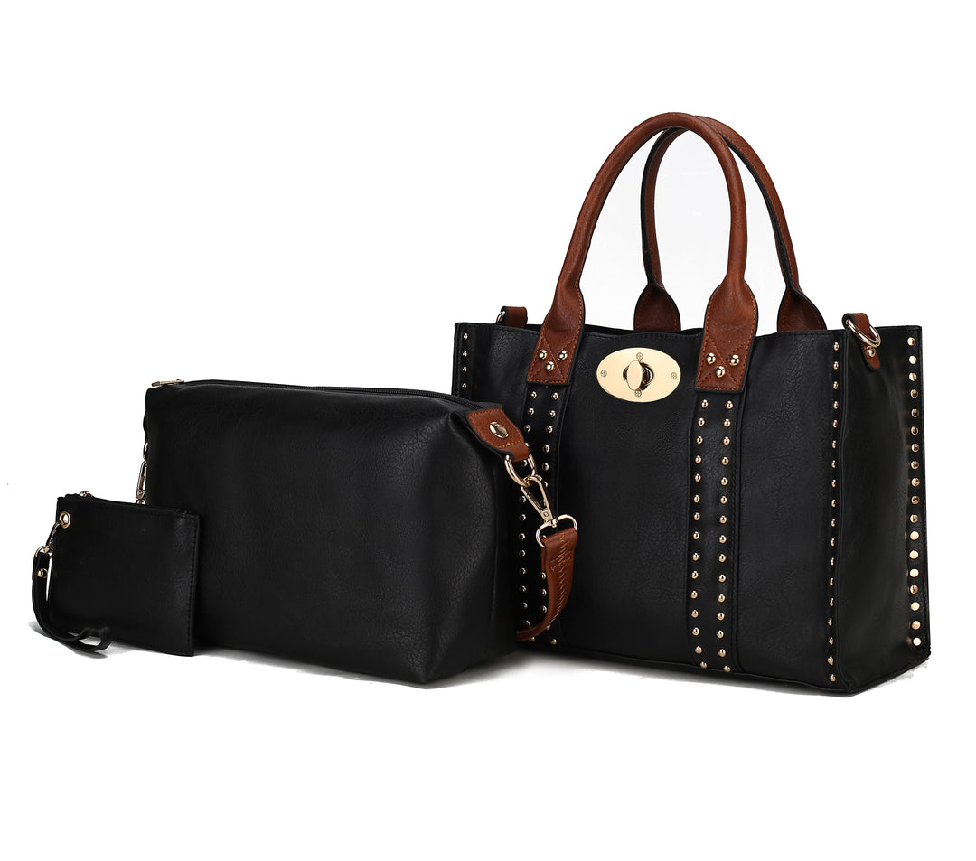 Grey-Black Mkf Elissa Satchel Handbag By Mia K 3 Pc Set