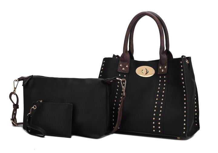 Mustard-Brown Mkf Elissa Satchel Handbag By Mia K 3 Pc Set