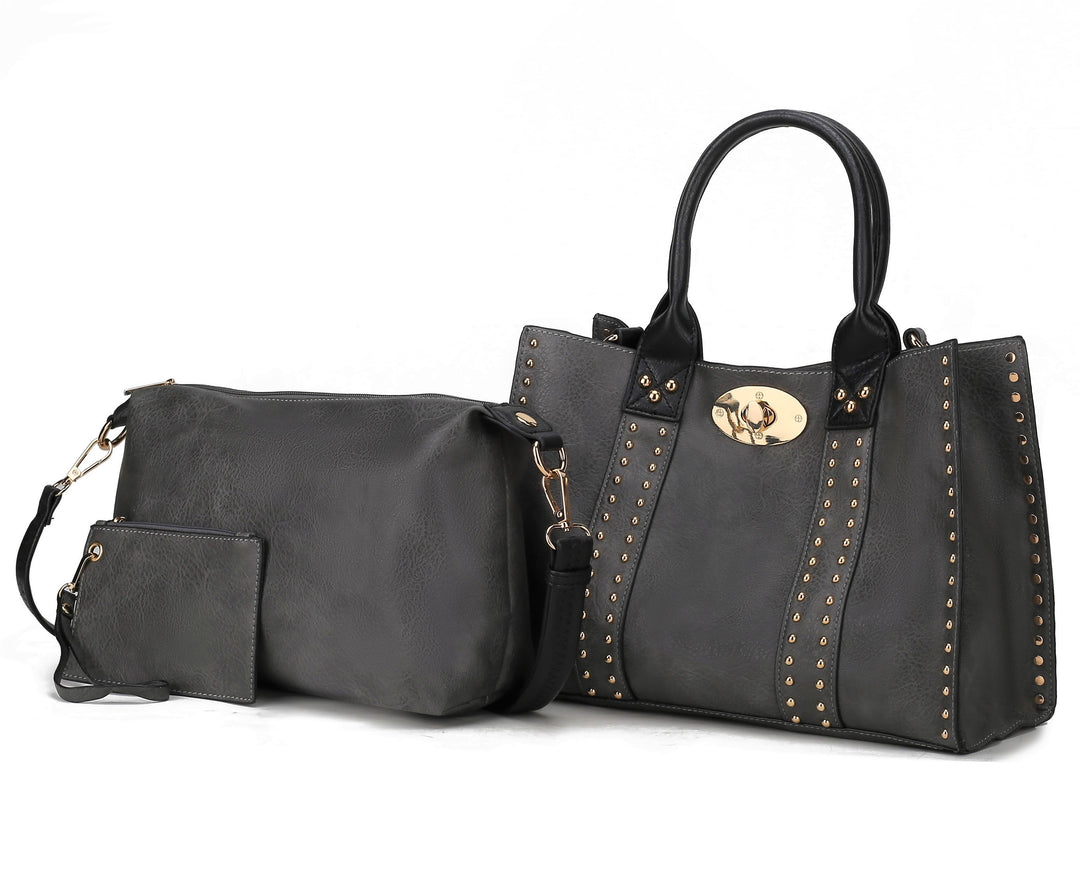 Red - Brown Mkf Elissa Satchel Handbag By Mia K 3 Pc Set