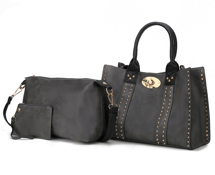 Red - Brown Mkf Elissa Satchel Handbag By Mia K 3 Pc Set