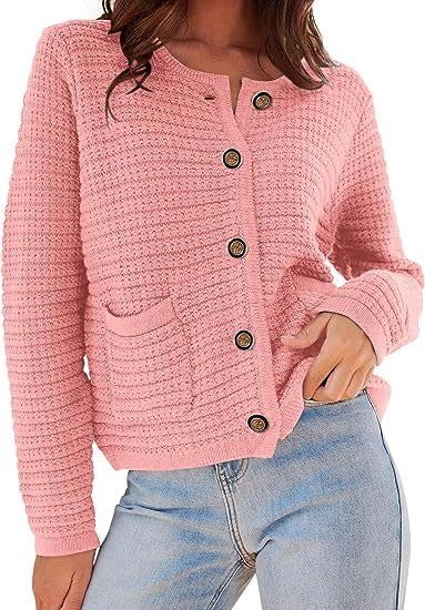 Blue Textured Button Front Cardigan