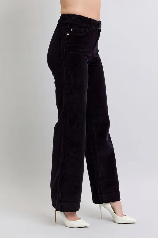 Bk Judy Blue Full Size High Waist Corduroy Trouser Wide Plus Size