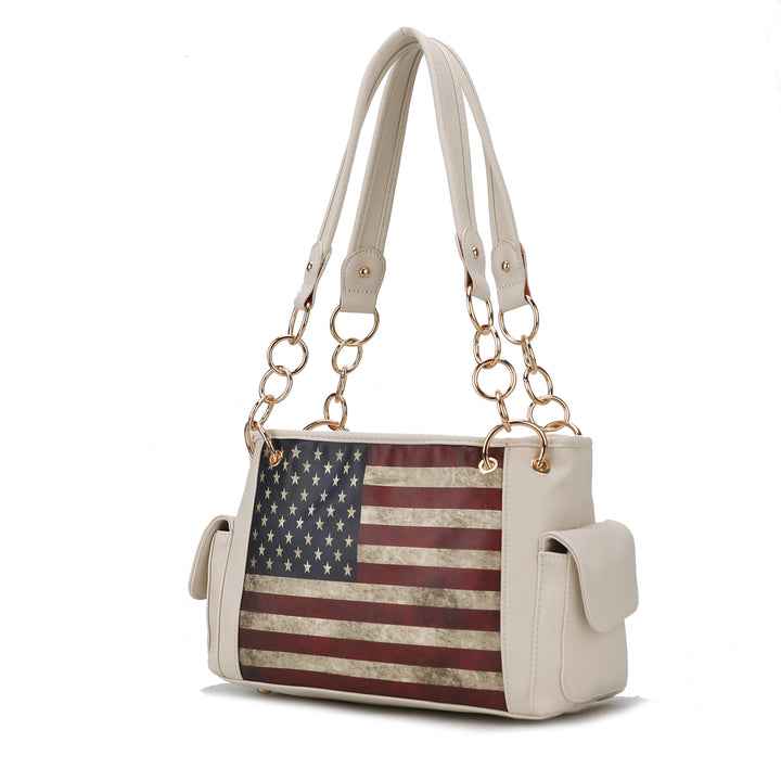 Chocolate Mkf Alaina Womens Flag Shoulder Bag By Mia K