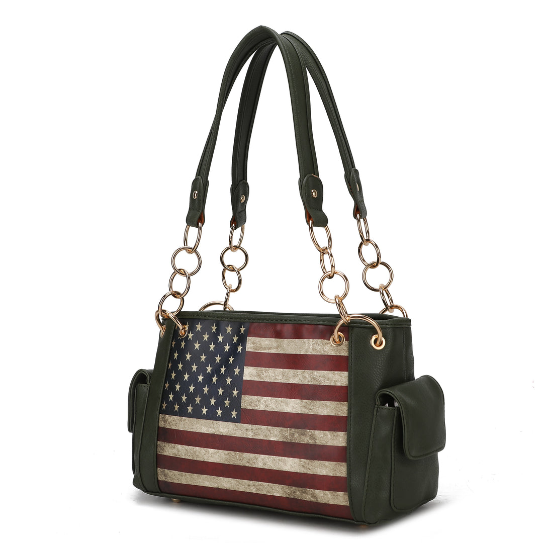 Taupe Mkf Alaina Womens Flag Shoulder Bag By Mia K