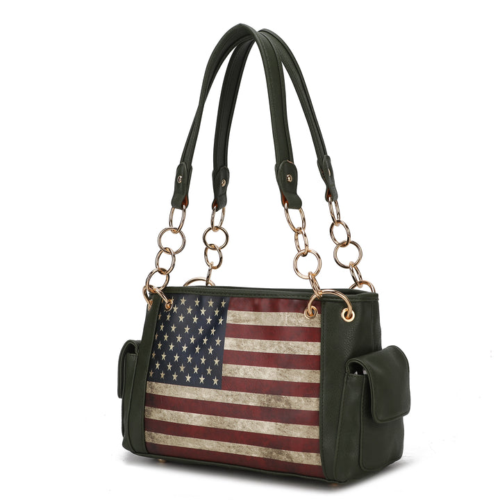 Taupe Mkf Alaina Womens Flag Shoulder Bag By Mia K