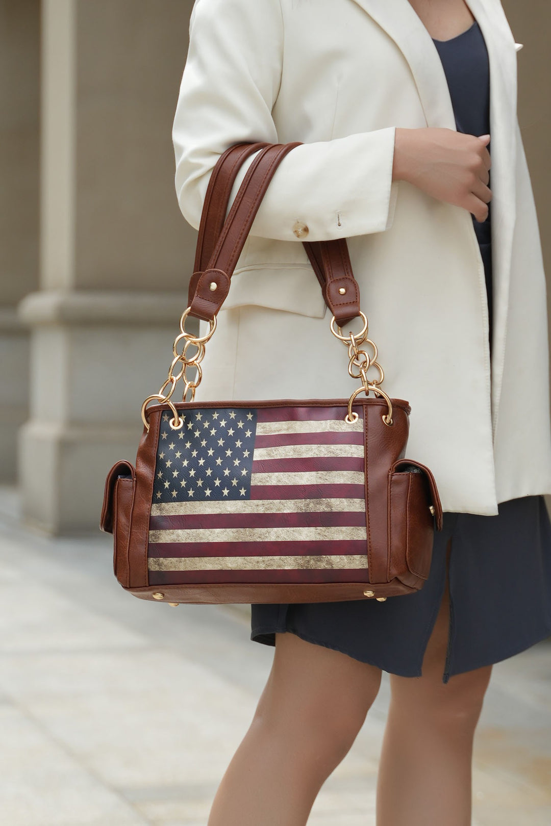 Burgundy Mkf Alaina Womens Flag Shoulder Bag By Mia K