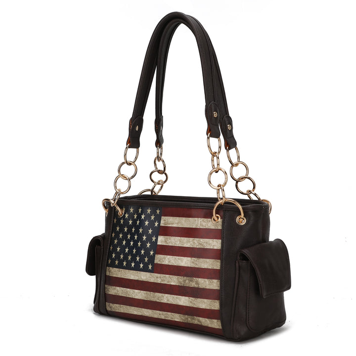 Tan Mkf Alaina Womens Flag Shoulder Bag By Mia K