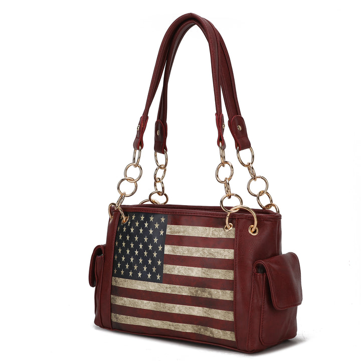 Rose Pink Mkf Alaina Womens Flag Shoulder Bag By Mia K