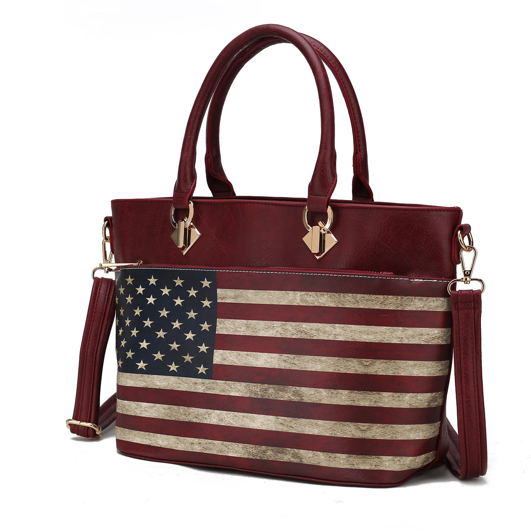 Taupe Mkf Lilian Womens Flag Tote Bag By Mia K