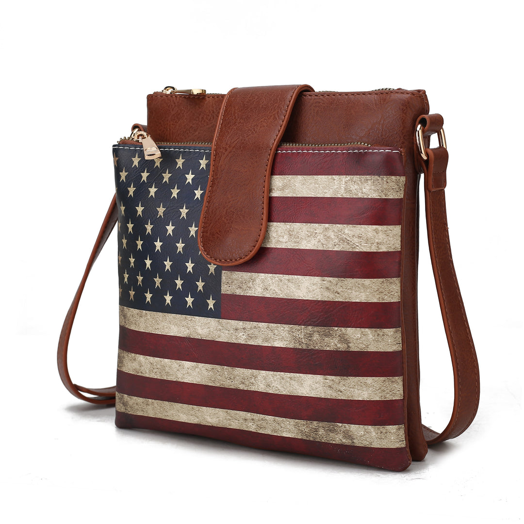 Taupe Mkf Josephine Womens Flag Crossbody Bag By Mia K