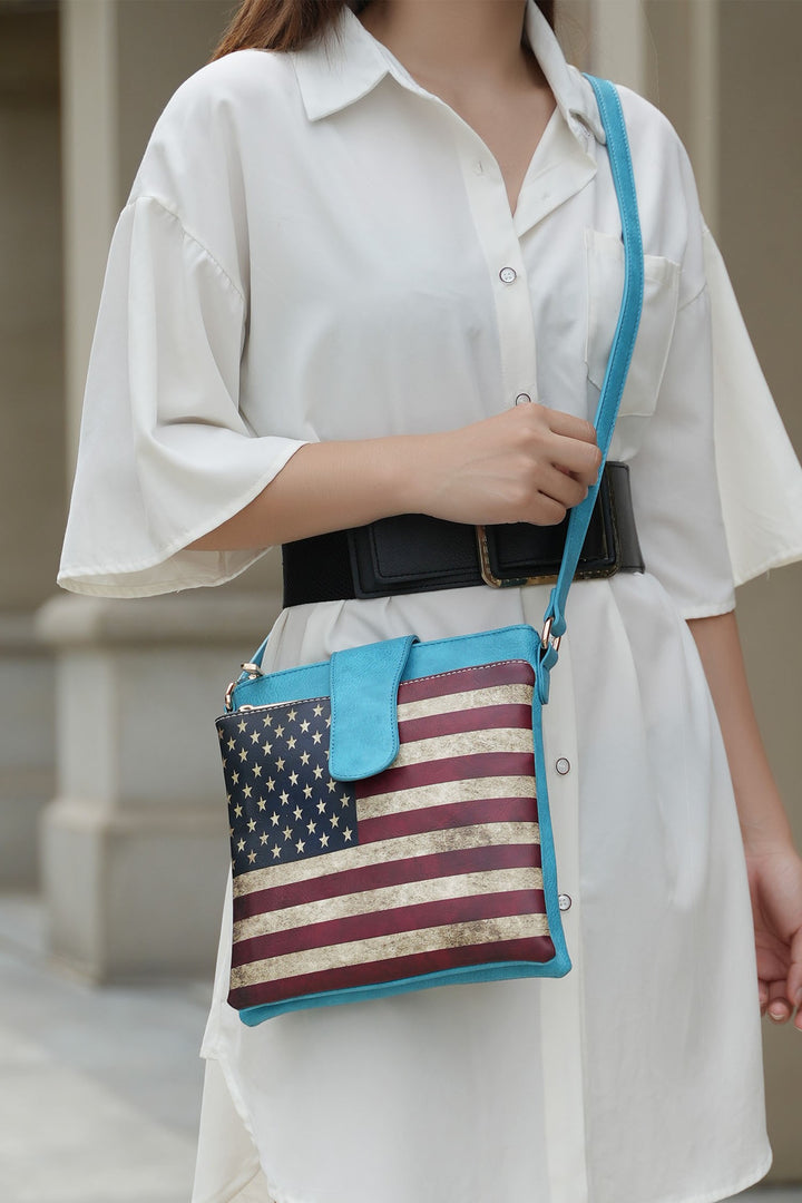 Beige Mkf Josephine Womens Flag Crossbody Bag By Mia K