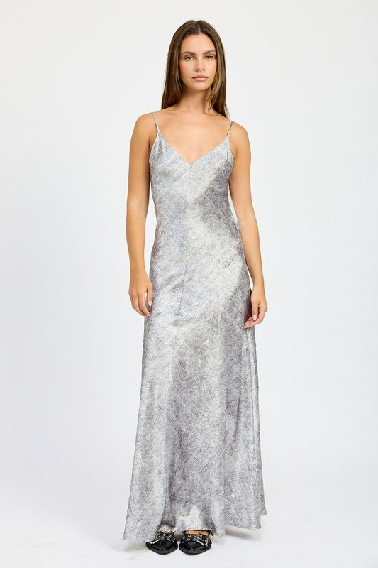 GRAY Cruched Velvet Maxi Dress