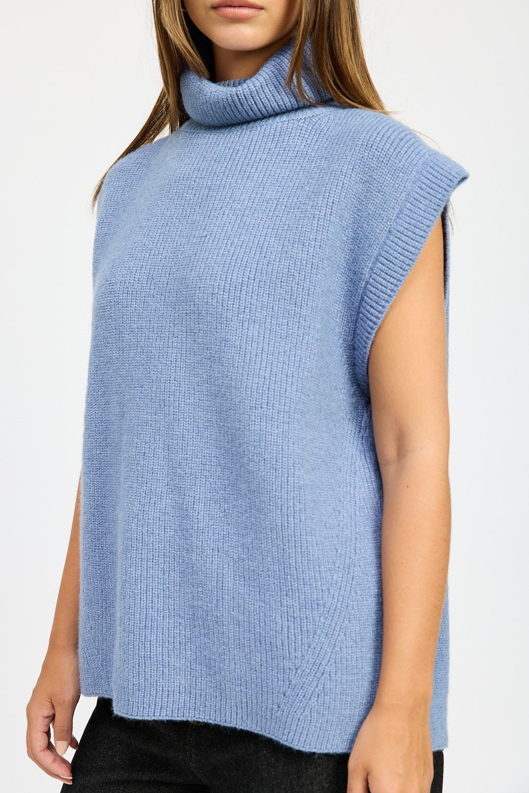 Split Back Turtle Neck Sweater Top