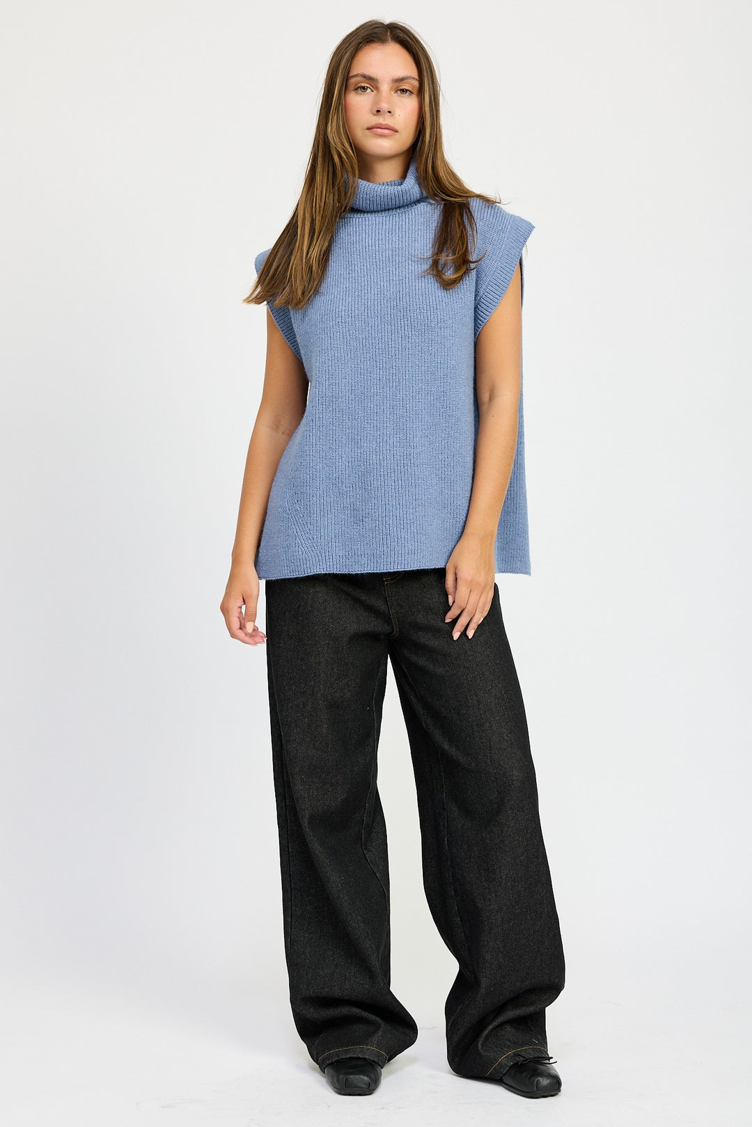 Split Back Turtle Neck Sweater Top