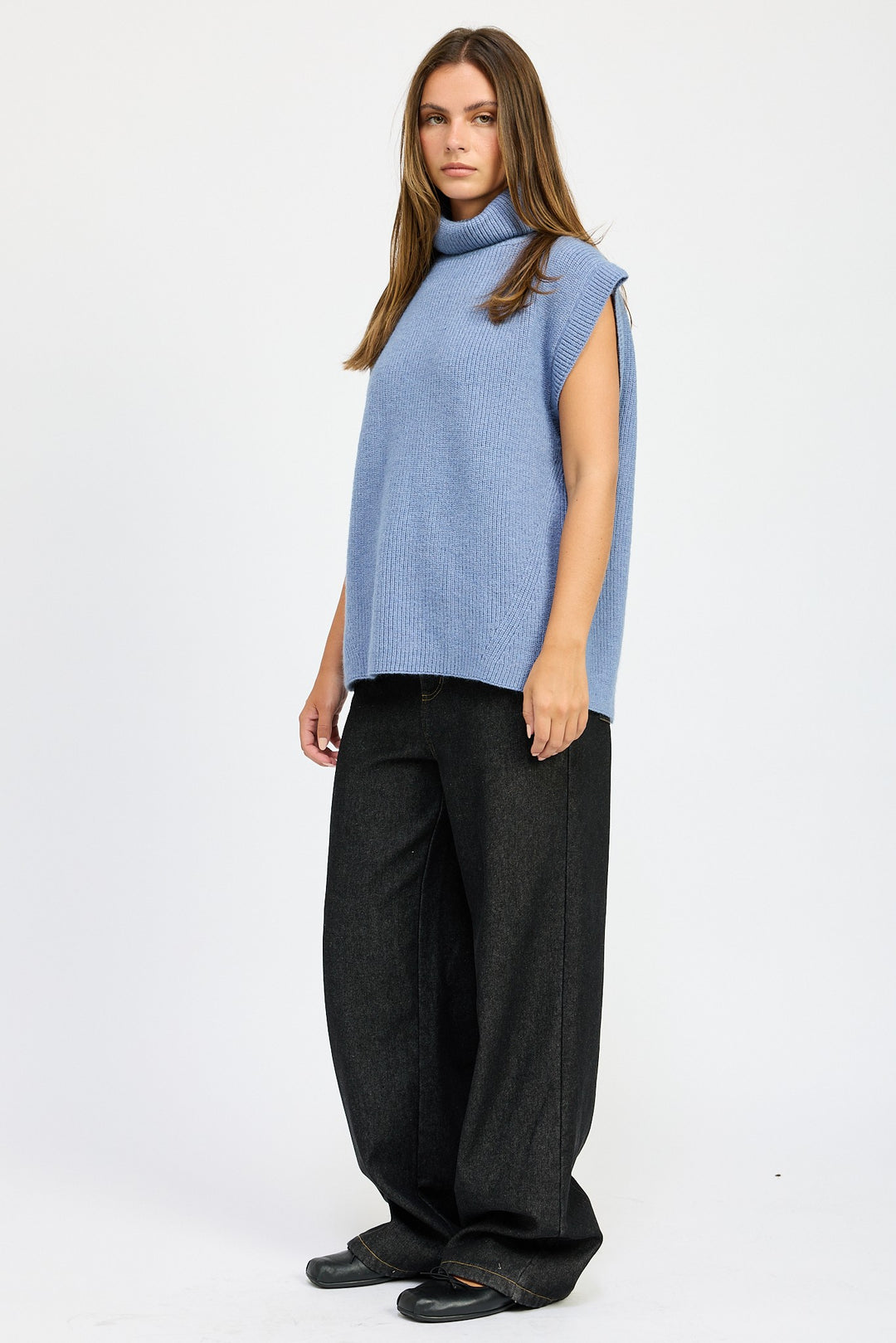 Split Back Turtle Neck Sweater Top