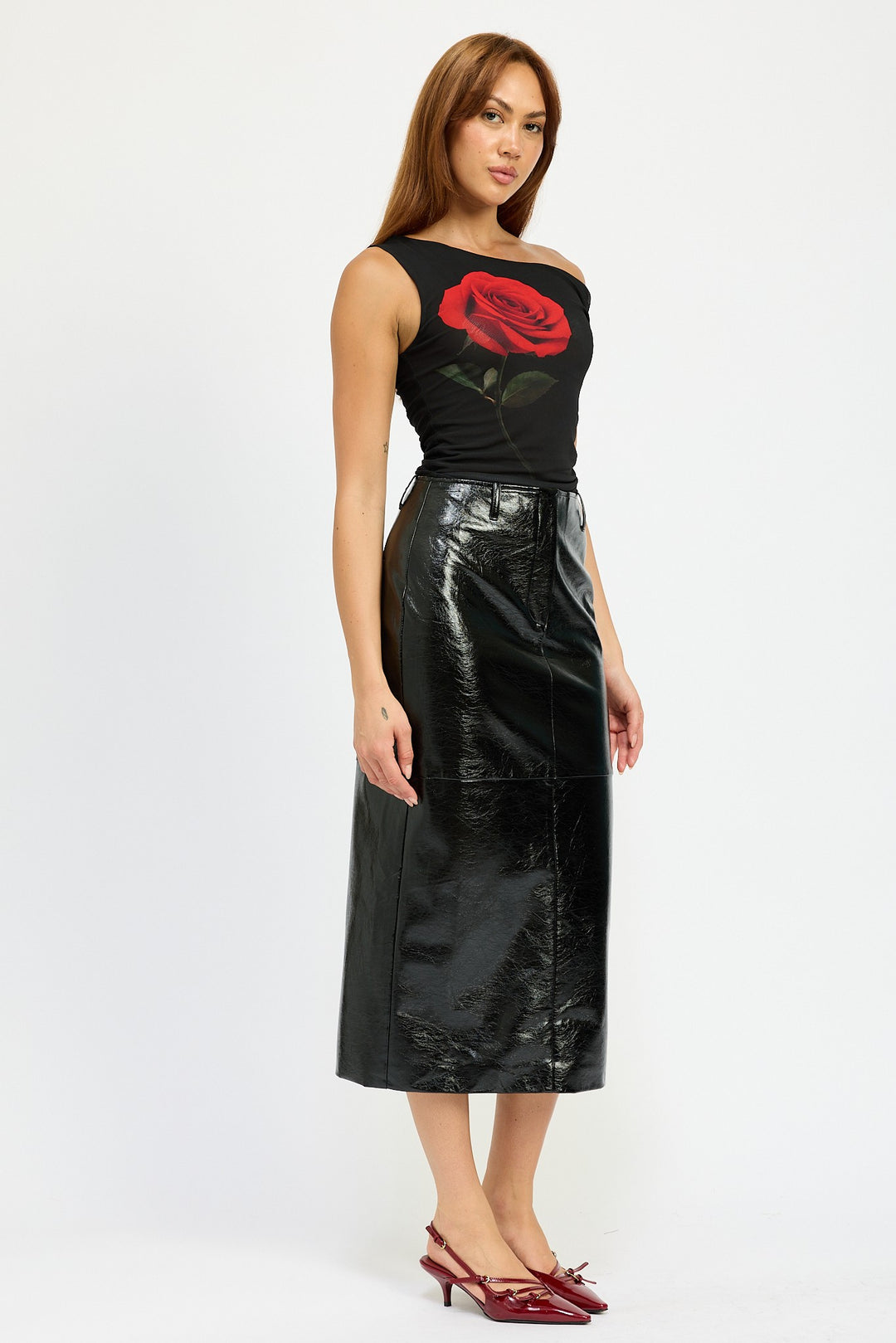 Fitted Pencil Skirt With Slit