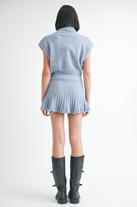 Pleated Mini Fringe Skirt