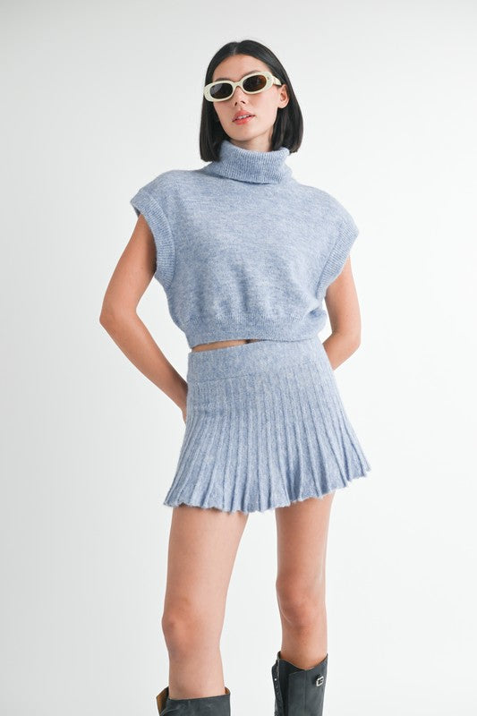 CREAM Pleated Mini Fringe Skirt